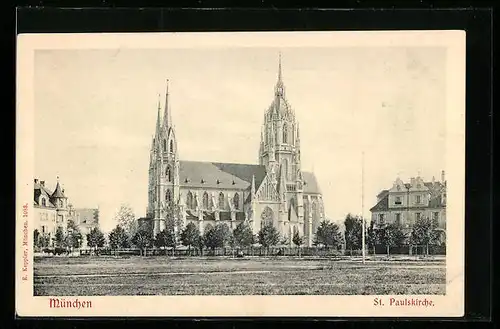 AK München, Blick zur St. Paulskirche