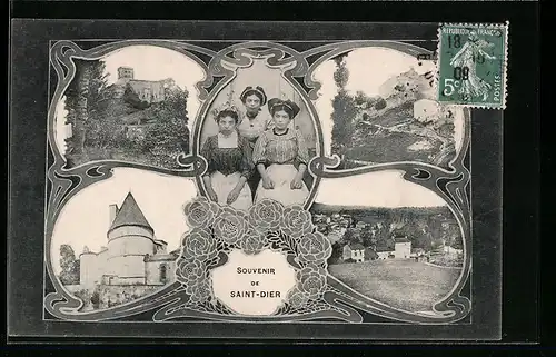 AK Saint-Dier, Ortsansicht mit Umland