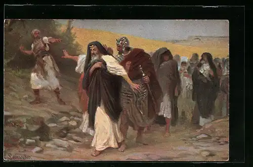 AK David auf der Flucht vor Absalom
