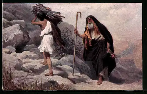 AK Aufopferung Isaak`s, Buch Mose I. 22, 1-6