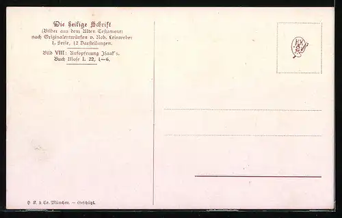 AK Aufopferung Isaak`s, Buch Mose I. 22, 1-6