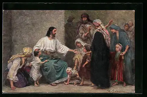 AK Jesus der Kinderfreund, Ev. Markus 10, 13-16