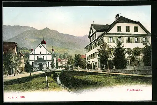 AK Sachseln, Ortspartie mit Kirche