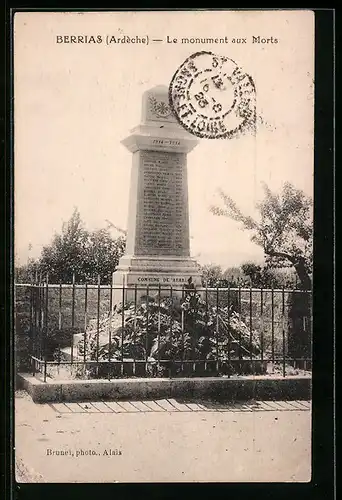 AK Berrias, Le monument aux Morts