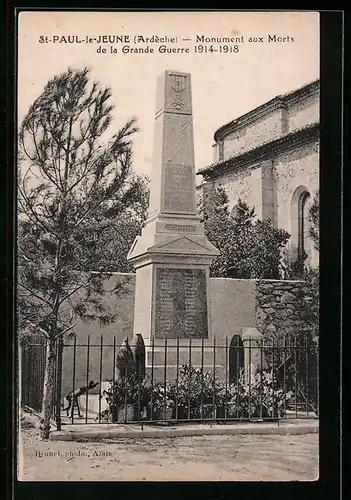 AK St-Paul-le-Jeune, Monument aux Morts de la Grande Guerre