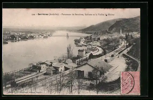 AK Serrières, Panorama de Serrières, Sablones et la Vallée du Rhône