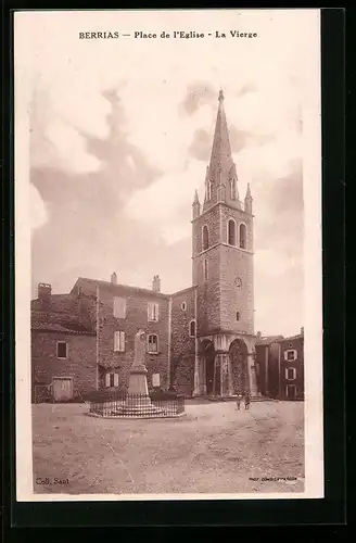 AK Berrias, Place de l`Eglise, La Vierge