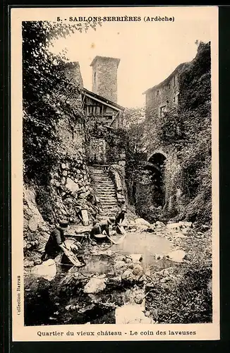 AK Sablons-Serrières, Quartier du vieux chateau, le coin des laveuses