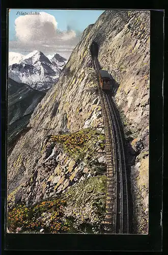 AK Eselwand, Pilatusbahn mit Berneralpen, Bergbahn