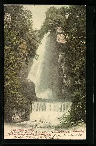 AK Taubenloch-Schlucht, Blick auf Wasserfall