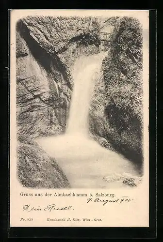 AK Salzburg, Almbachklamm, Wasserfall