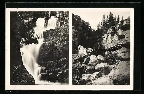 AK Riesengebirge, Zackelfall m. Zackelklamm, Wasserfall