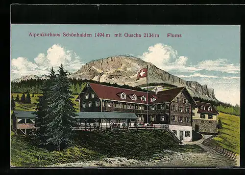 AK Flums, Alpenkurhaus Schönhalden mit Guscha