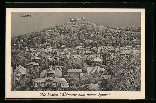 AK Coburg, Ortsansicht mit Burg