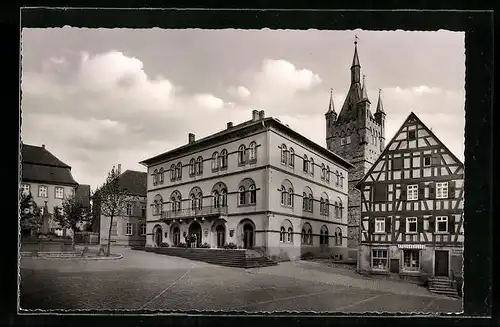 AK Bad Wimpfen a. N., Marktplatz mit Rathaus und Blauem Turm