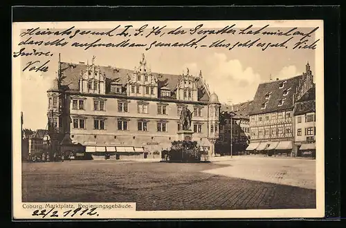 AK Coburg, Marktplatz mit Regierungsgebäude