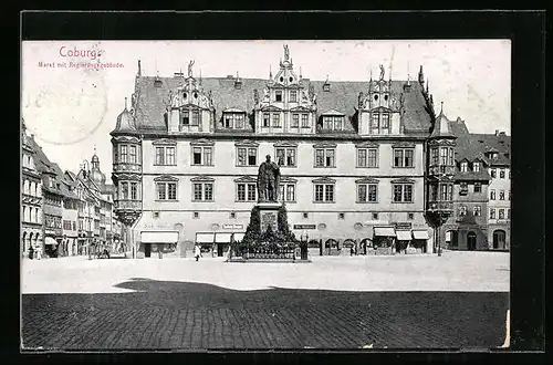 AK Coburg, Markt mit Regierungsgebäude