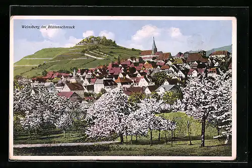 AK Weinsberg /Weibertreu, Weinsberg im Blütenschmuck, mit Burg