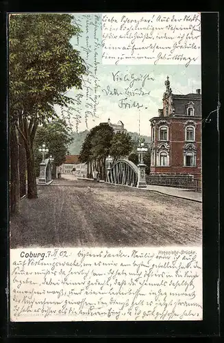 AK Coburg, Partie an der Hohenlohe-Brücke