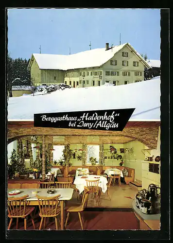 AK Neutrauchburg bei Isny /Allg., Berggasthaus Haldenhof im Winter