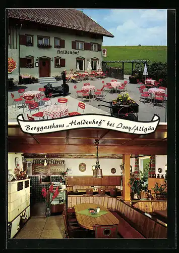 AK Neutrauchburg bei Isny /Allg., Berggasthaus Haldenhof mit Terrasse