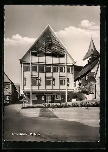 AK Schwaikheim, Ortspartie mit Rathaus und Kirche