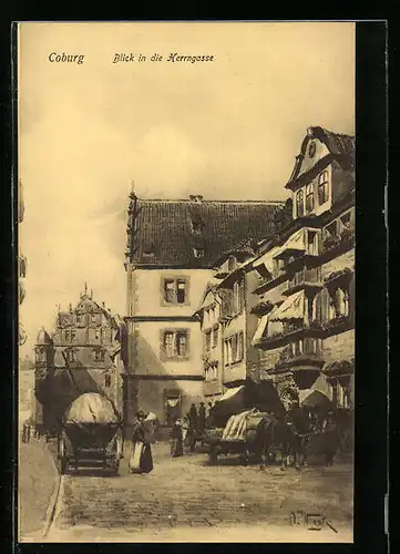 Künstler-AK Coburg, Blick in die Herrngasse