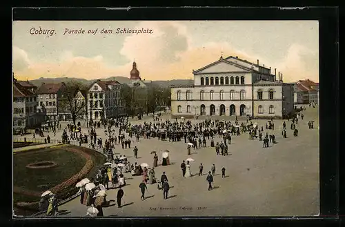 AK Coburg, Parade auf dem Schlossplatz