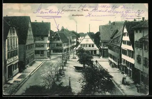 AK Kirchheim u. Teck, Blick auf den Marktplatz mit Gasthaus zum Schwanen
