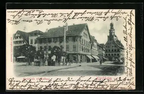 Relief-AK Kirchheim-Teck, Marktplatz mit Rathaus