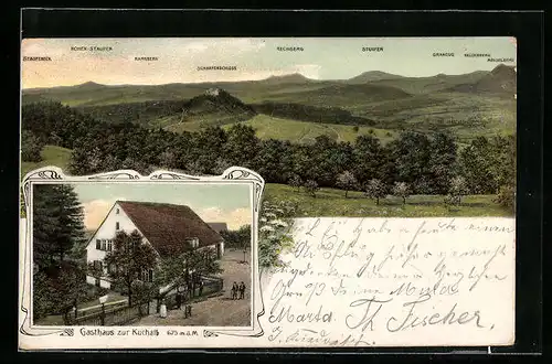 AK Donzdorf, Gasthaus zur Kuchalb, Hohen-Staufen, Scharfenschloss