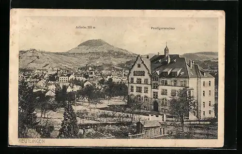 AK Reutlingen, Teilansicht, Predigerseminar, Achalm