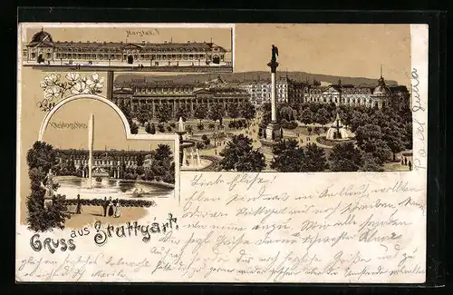 Lithographie Stuttgart, Marstall, K. Residenzschloss