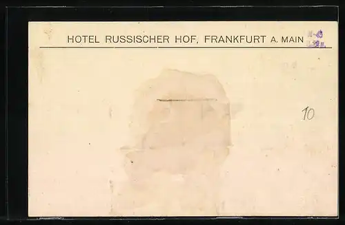 AK Frankfurt a. M., Hotel Russischer Hof, Hauptbahnhof