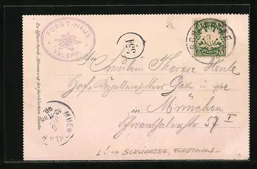 Lithographie Schliersee, Forsthaus Valepp mit Umgebung, Klaasenhaus / Jägerhaus