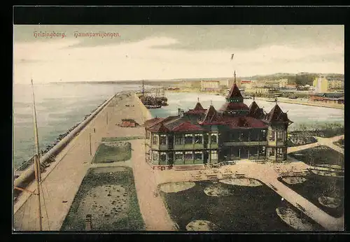 AK Helsingborg, Hamnpaviljongen, aus der Vogelschau