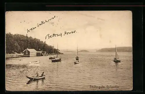 AK Stillingsön, Sjömotiv, Segelboote auf dem See