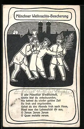Künstler-AK Münchner Weihnachts-Bescherung, Soldaten mit Waffen
