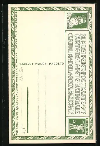 Künstler-AK Schweizer Bundesfeier, Für das Schweiz. Rote Kreuz