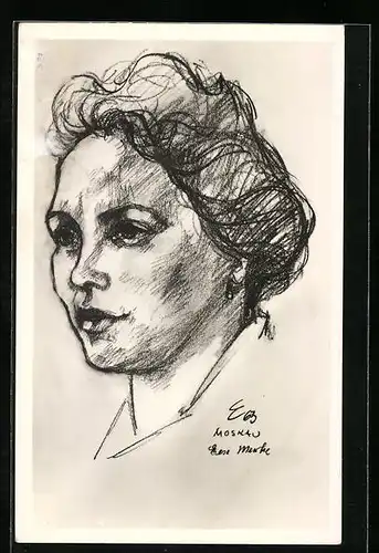 Künstler-AK Portrait von Else Merke, Mitglied des Staatsrates der DDR