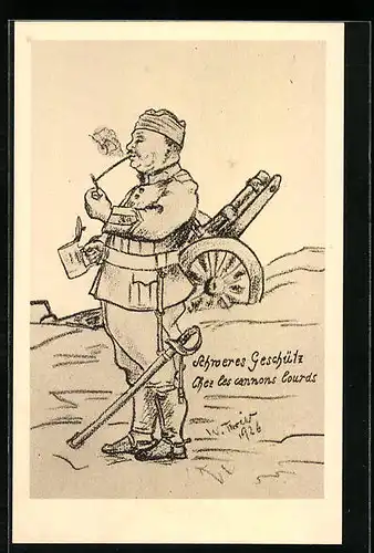AK Schweres Geschütz, Rauchender Soldat mit Bierhumpen