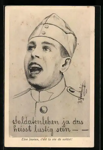 AK Lustiger Schweizer Soldat, Portrait
