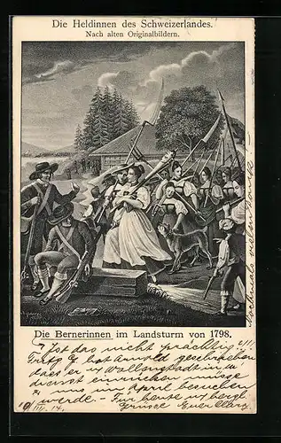 AK Bern, Die Bernerinnen im Landsturm 1798
