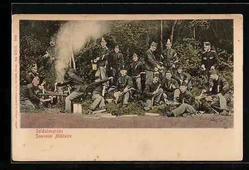 AK Soldaten der Schweizer Armee mit improvisierter Feldküche