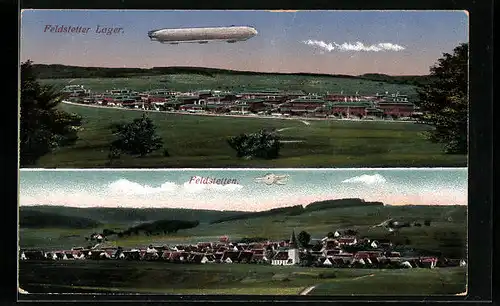 AK Feldstetten, Lager mit Luftschiff Zeppelin, Teilansicht