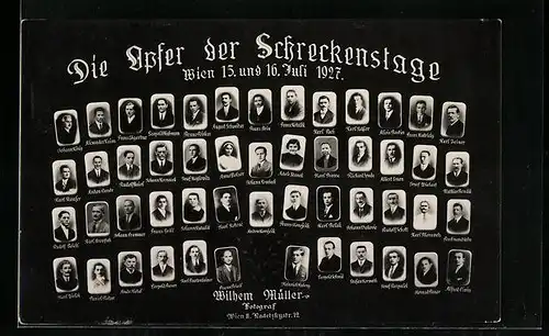 AK Wien, Die Opfer der Schreckenstage 15. und 16. Juli 1927