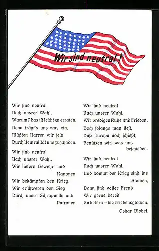 AK Wir sind neutral!, Propaganda 1. Weltkrieg