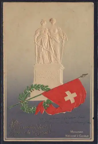 Präge-Lithographie Genève, Monument National à Genève, Standarte