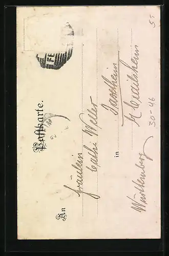 Lithographie Neujahrskarte des Vereines Südmark