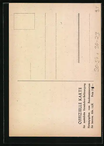 Künstler-AK Offizielle Karte für zusätzliche Heimkehrer-Befürsorgung